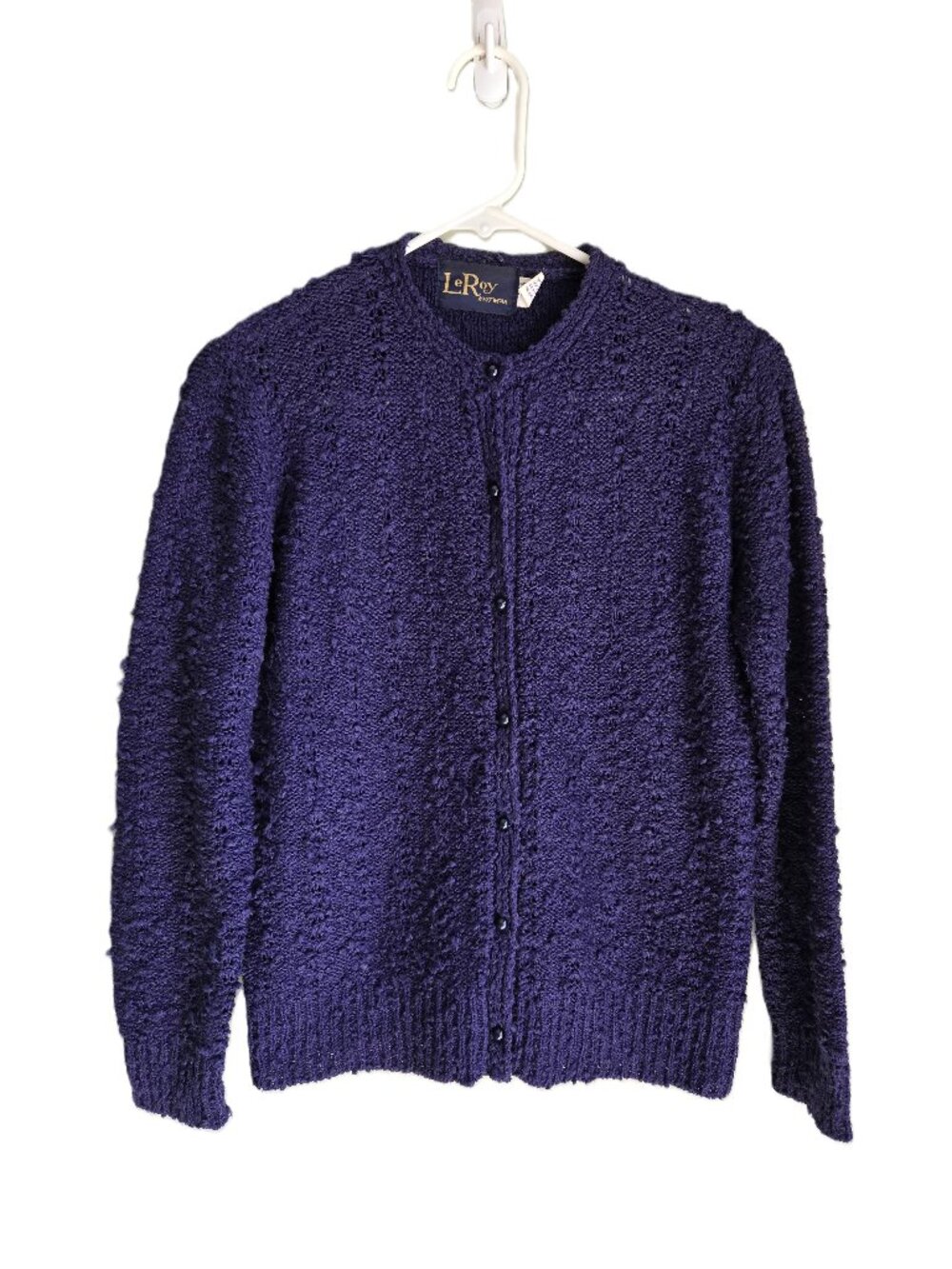 LeRoy Knitwear Vintage Grandmacore Button Up Cardigan Dark Navy Women's M